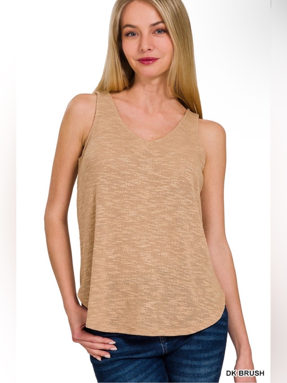 Zenana V NECK SLUB HACCI CAMI TOP